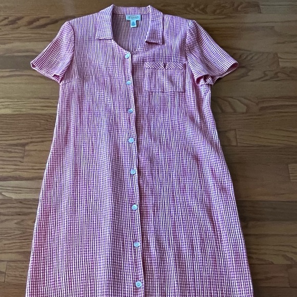 Talbots Red and White Gingham Maxi Shirt Dress - Picture 10 of 10